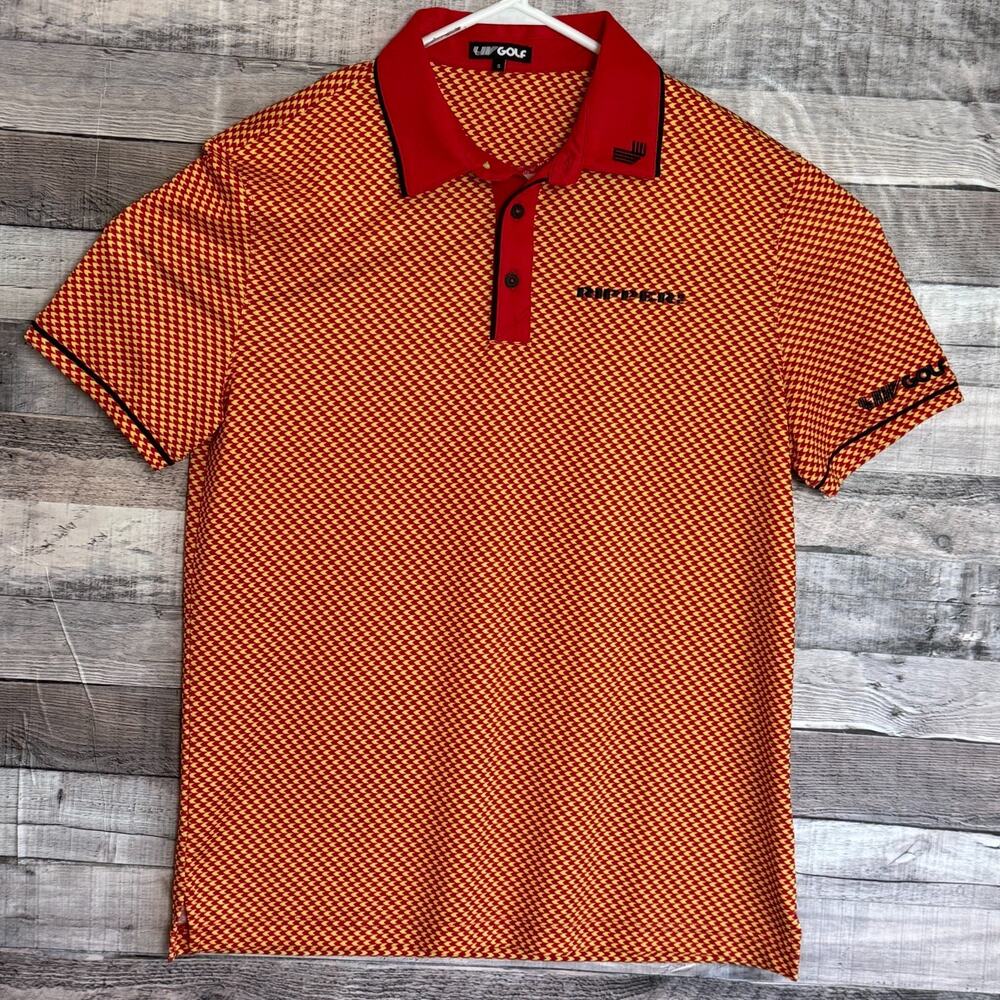 Liv Golf Ripper Mens Polo Shirt Small Red Golf Geometric Performance Preppy